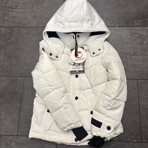 Canada Weather Gear Girls Full-Zip Winter Jacket  Hooded Coat White 7/8 Ski Snow